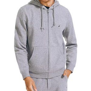 Nautica Men's Grey J-Class Logo Fleece Hoodie  Size Large